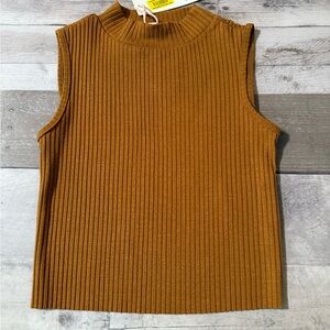 GB girls Sleeveless Ribbed Knit Top - Brown